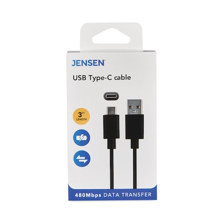 USB-A To USB-C Cable, 3 Ft, Black